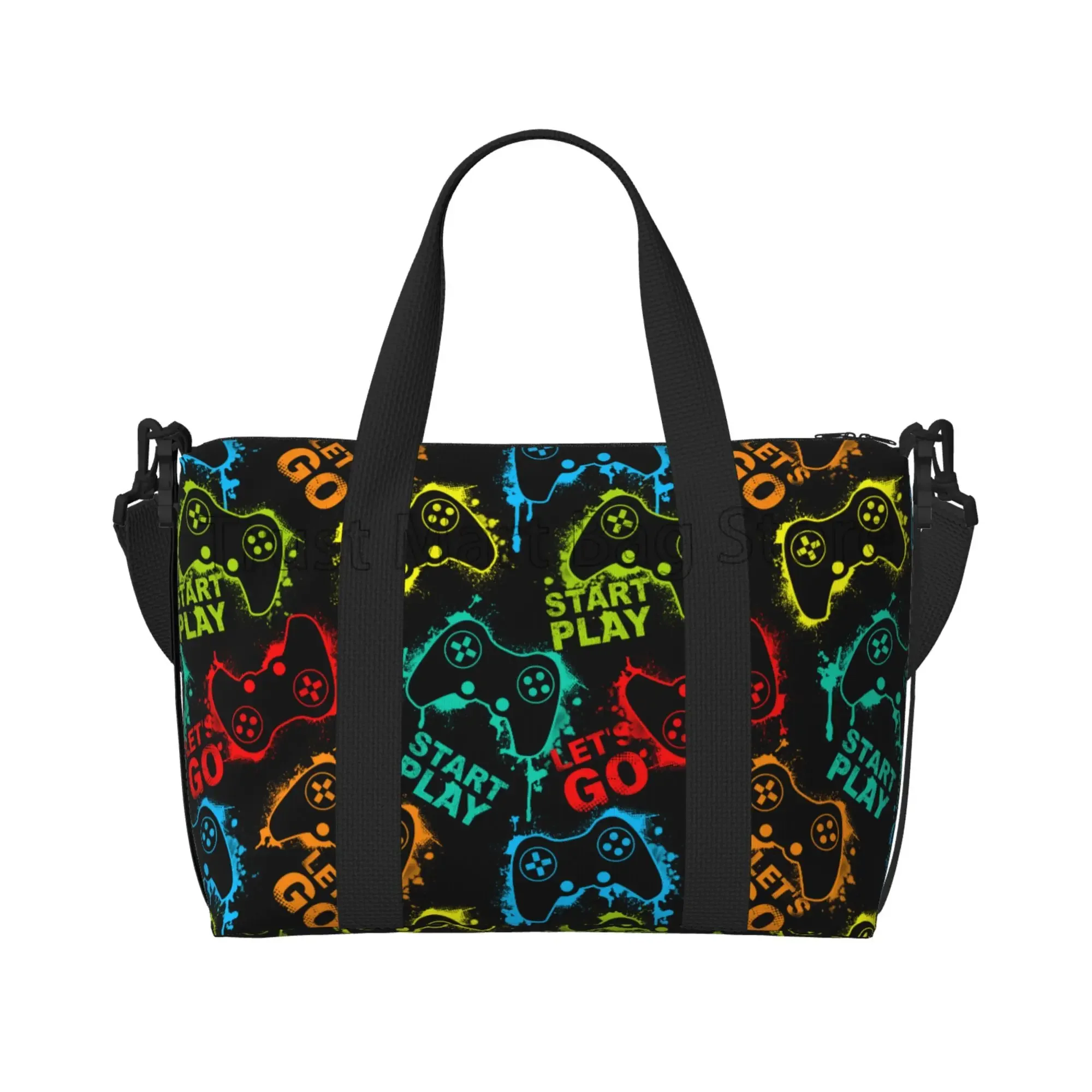 

Video Game Gamer Pattern Travel Duffle Bag Unisex Multifunctional Portable Waterproof Luggage Bag Weekender Overnight Tote Bags