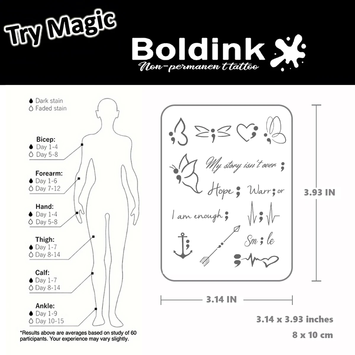 Hope & Healing Temporary Tattoo,Lasts To 15 Days New Technology Magic Waterproof Semi Permanent Sticker.