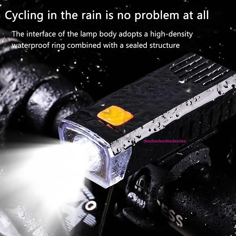 مصباح أمامي لركوب الدراجات الليلية مع ضوء قوي، قابل لإعادة الشحن، شحن الدراجة الجبلية، مصباح الدراجة الجبلية المقاوم للماء