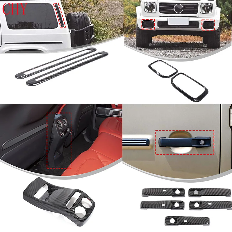 

For Mercedes Benz G Class W465 2025+ ABS Carbon Fiber Car Rear Exhaust Air Outlet Anti-Kick Cover Sticker Interior Accessories