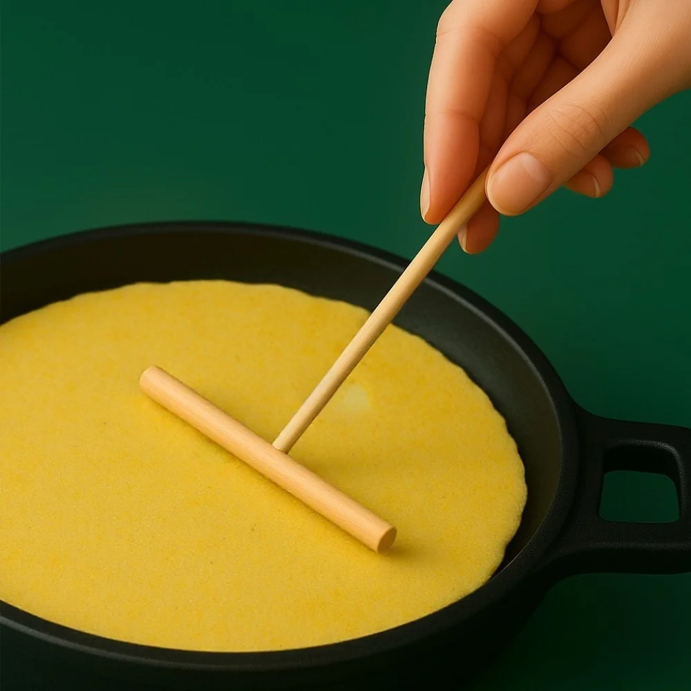 T-Shaped Bamboo Pancake Spatula -Round Head for Even Heat Distribution,Perfect for Eggs,Pancakes,and Baking,Kitchen Cooking Tool