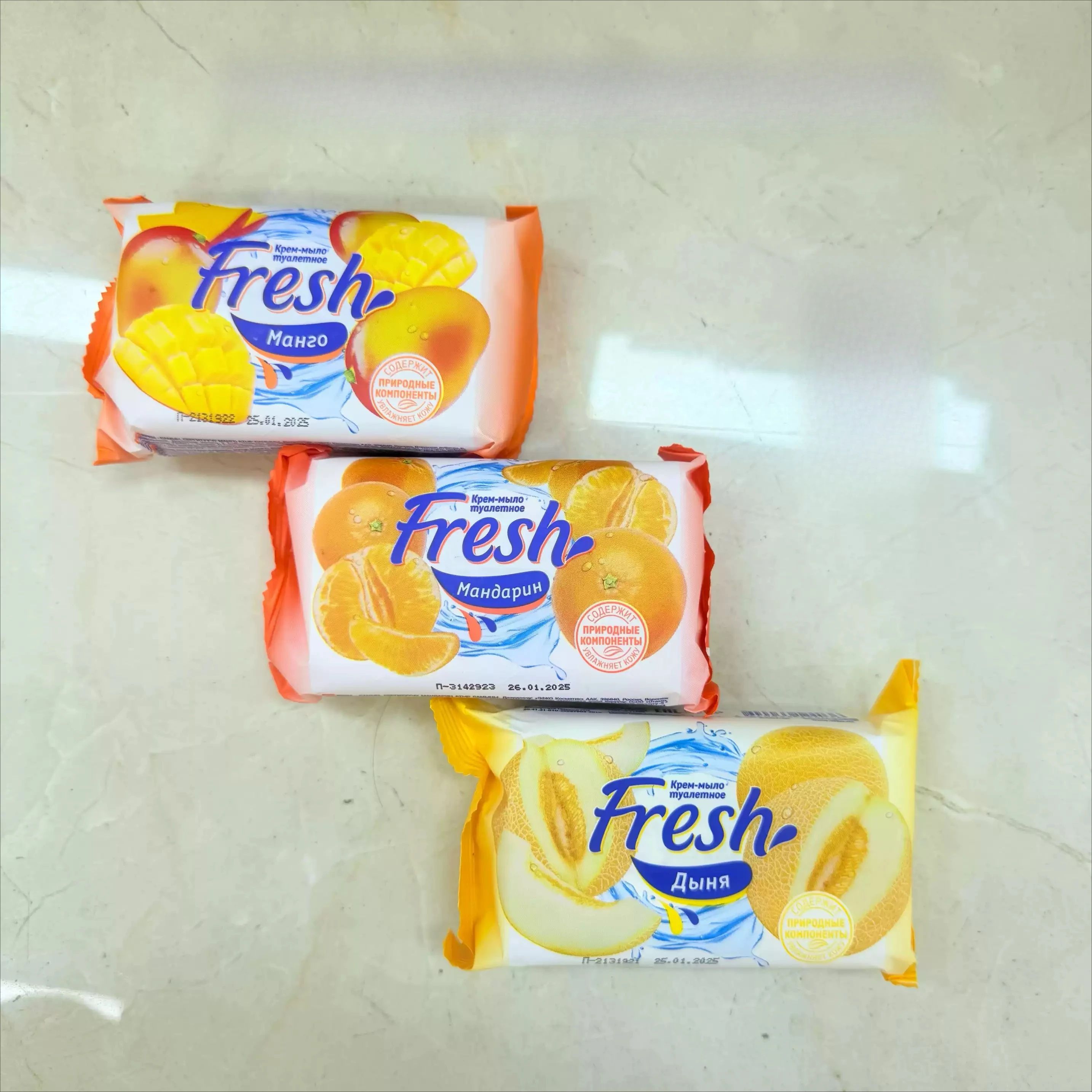 190g Russian Tropical Fruit Soap - Sweet Orange, Cantaloupe & Mango Scented Bar for Refreshing Hand Wash & Body Bathing