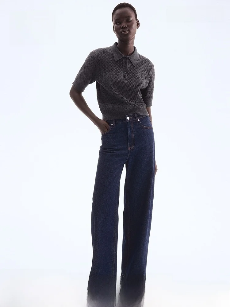 

Faionable Casual Knitted irt Women's Spring H&M Twist Flower All-Match Soft Cotton Blend ort Sle 30947