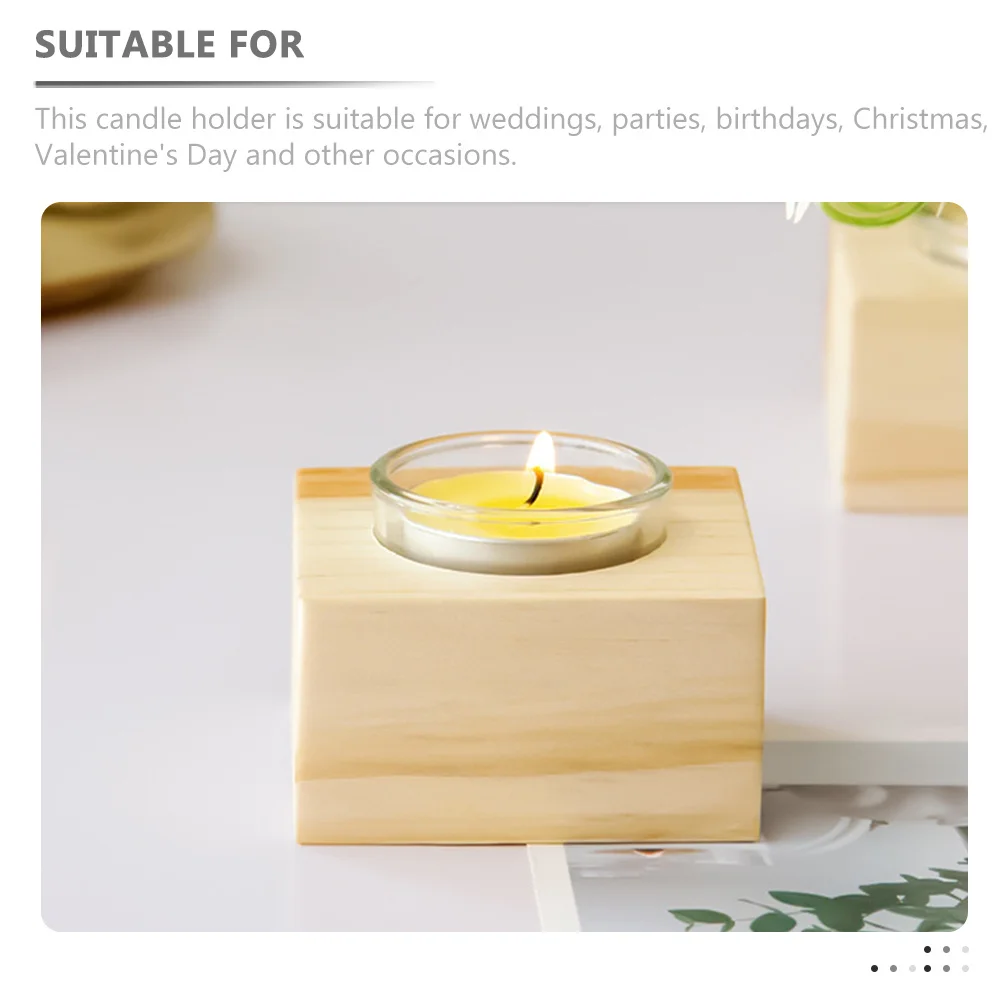 

2Pcs Wooden Holder Small Tea Light Stand Stable Base Rustic Style Home Decor Wedding Valentine Birthday Gift