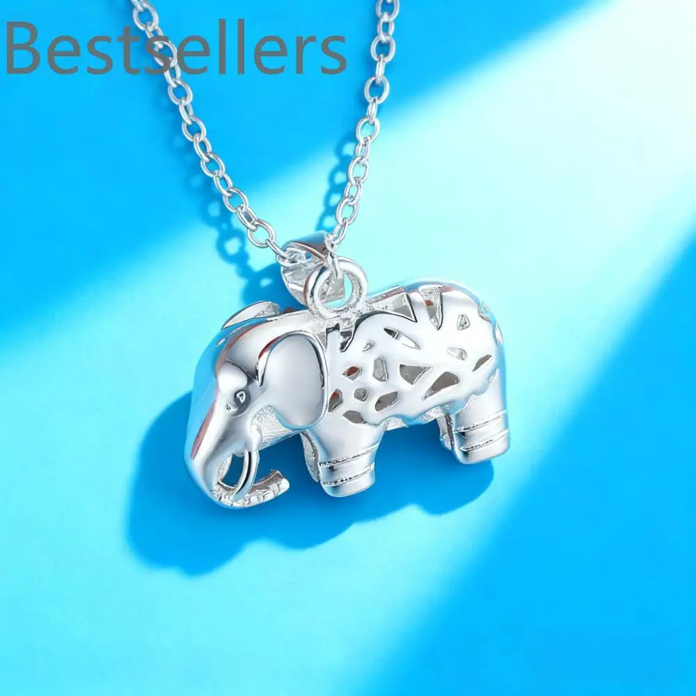 Hot Street all-match 925 Sterling Silver Pretty elephant pendant Necklace For Women fashion Wedding party designer Jewelry gifts