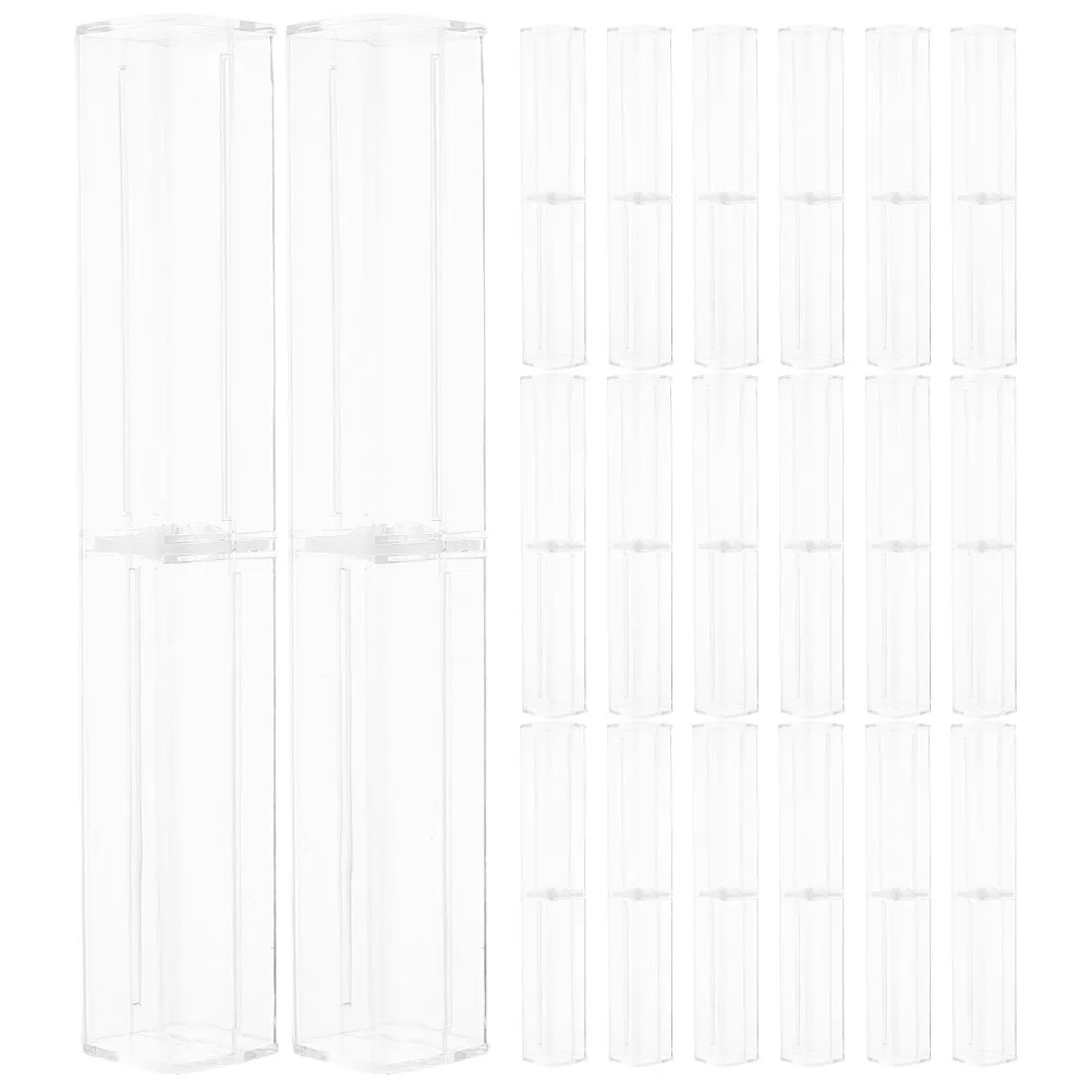 

20Pcs Clear Pen Box Square Transparent Plastic Organizer Case Storage for Pens Pencils Markers Erasers Home School Office