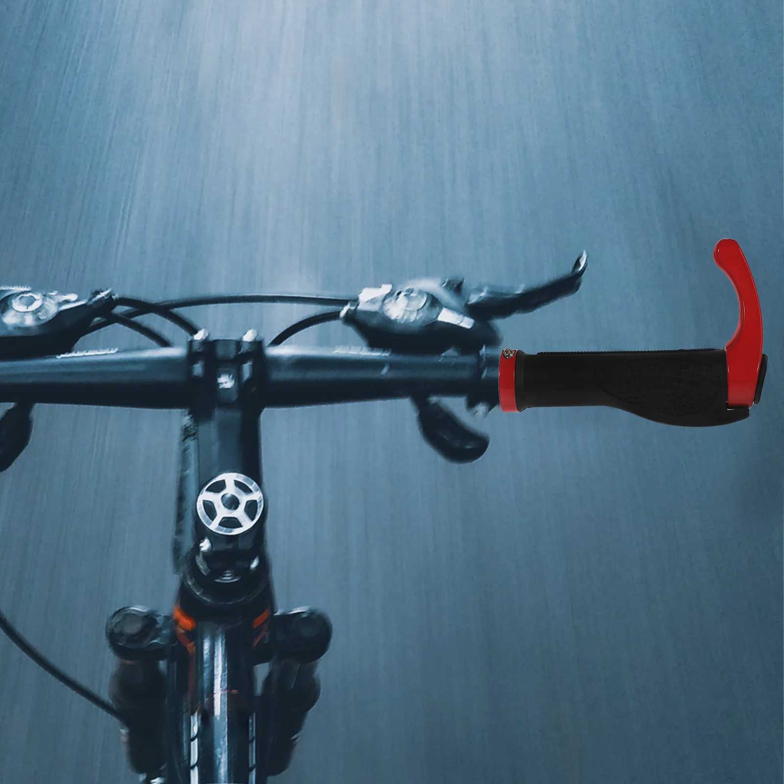 

One Pair Red Aluminum Alloy Tpr Rubber Ox Horn Handlebar Grips Ergonomic Anti- -on Design for Mountain Bike Road Bike