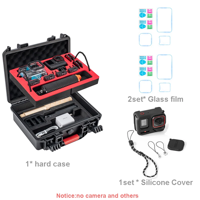 2 Lagen Draagbare Reizen Waterdichte Hard Case 2 Glasfilm Siliconen Cover Set Voor Insta360 ACE Pro 2 Accessoire Draagtas