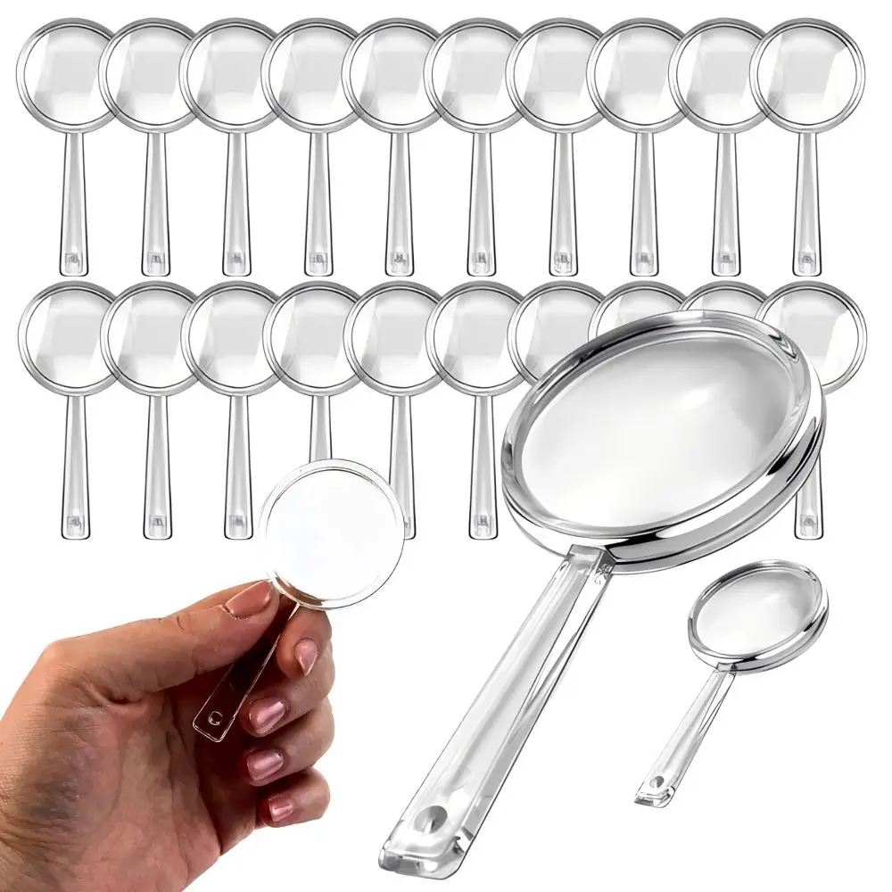 7/24pcs Lightweight Clear Handheld Magnifying Glass, Mini Pocket Magnifier for Reading Newspaper Insect Plant Observation YMY