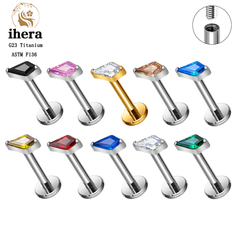 ASTM F136 Titanium Kite CZ Cartilage Earring 16G Flat Back Stud Tragus Conch Lobe Helix Labret Ear Nose Piercing Body Jewelry