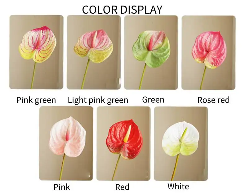 10 Stück Großhandel 3D-Druck Anthurium Kunstblumen für Heimdekoration Grüne Pflanze im Topf Hochzeit Party Tisch Blumenarrangement – Detail 6