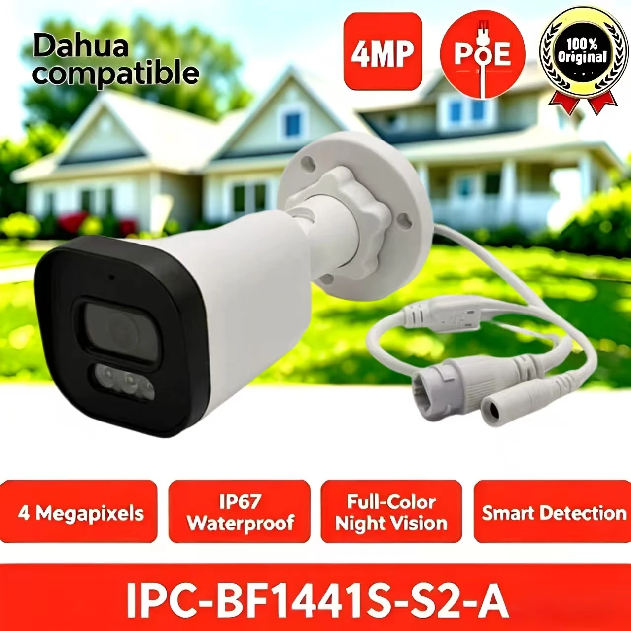 IPC‑BF1441S‑S2‑A 4MP Starlight IP  PoE Outdoor Waterproof IP67 IK10 IR Network Surveillance Security Camera Dahua Compatible - view 4