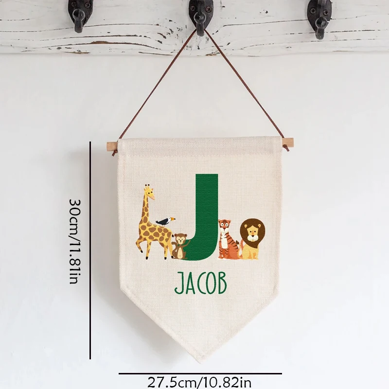 Personalised Name Jungle Animal Pennant Flag Custom Kids Bedroom Wall Hanging Banner Baby Shower Newborn Nursery Decoration Gift - view 4