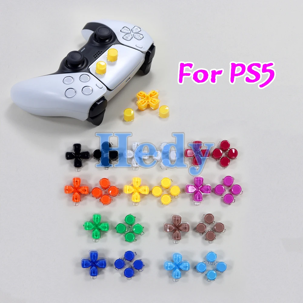 Juego de botones de cristal de plástico de repuesto para mando de PlayStation 5, Kit de llave de conducción ABXY D Pad para PS5, 1 Juego