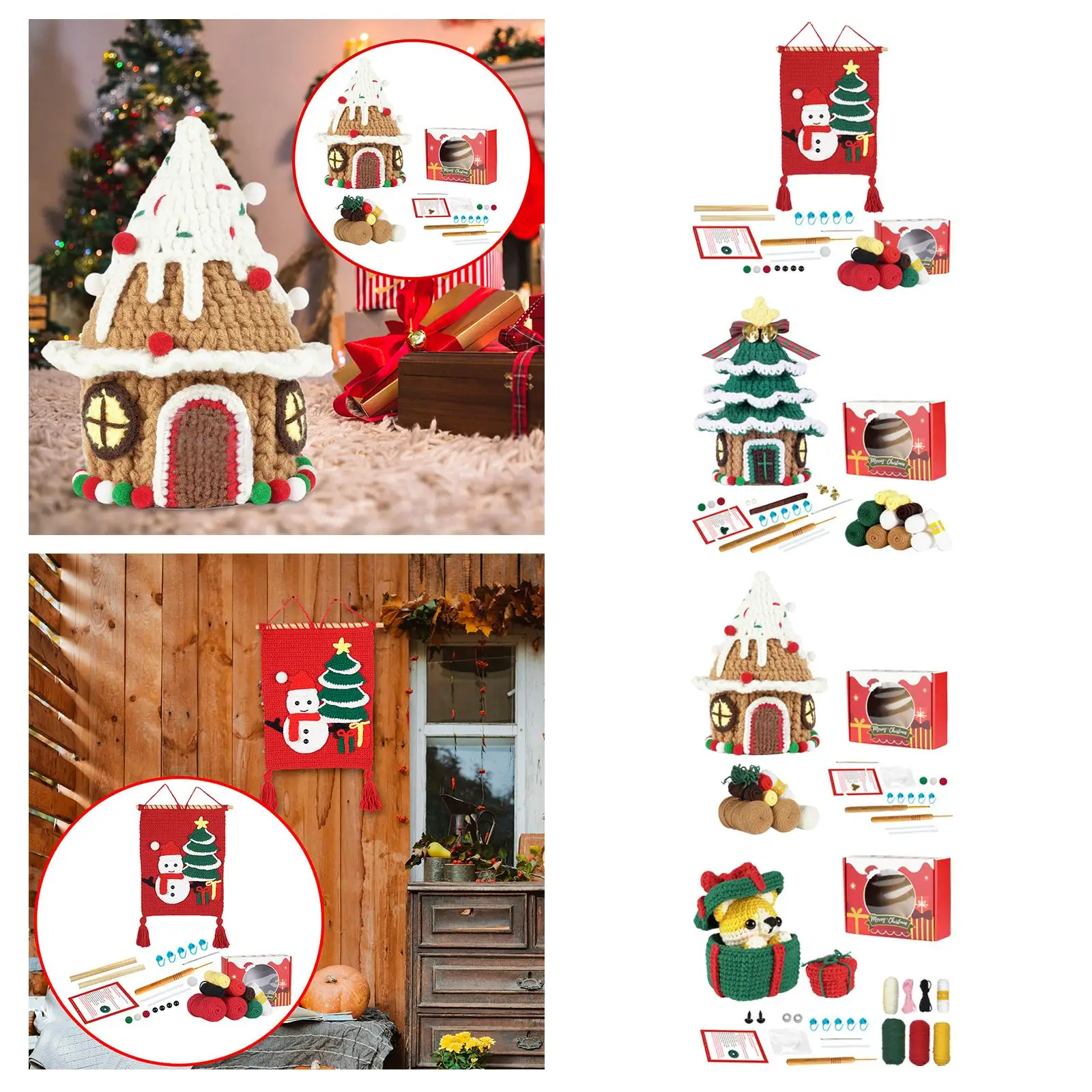 Christmas Crochet Kits Crocheting Craft Set for Porches Birthday Gift Patios