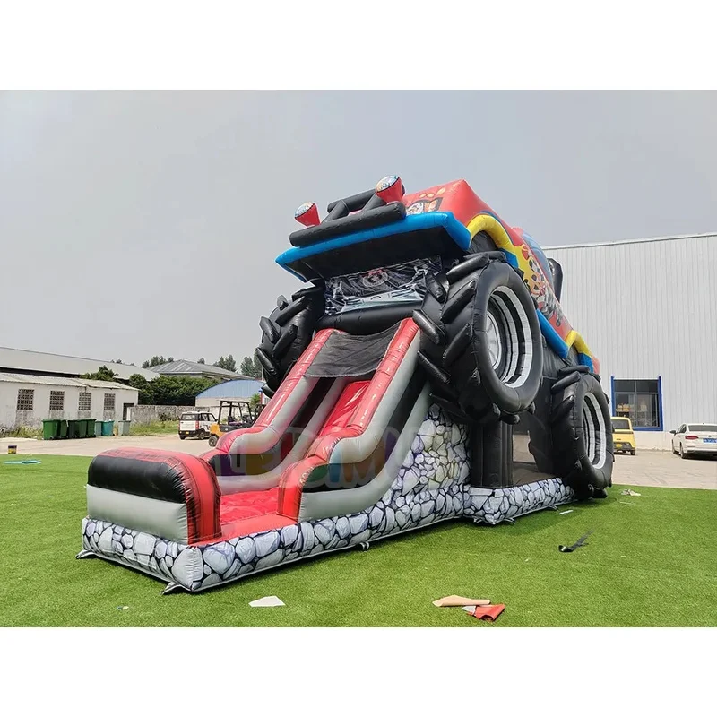 Monster Truck Inflatable Bounce House With Slide, Commercial Giant Car Theme Inflatable Jumping Castle for Kids Party Rental