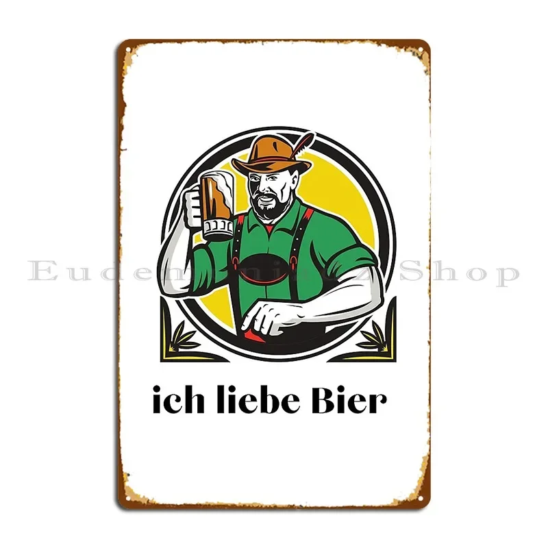 Ich Liebe Bier Metal Plaque Cinema Bar Living Room Printing Design Tin Sign Poster