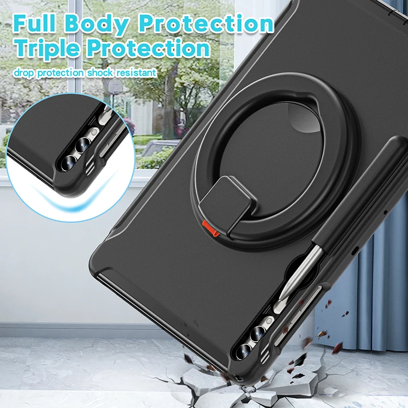 Case For Samsung Galaxy Tab S10 S9 FE S8 S7 Plus S7 FE 12.4 Tablet Case Stand Holder Anti-fall 360 Rotation Protective Cover