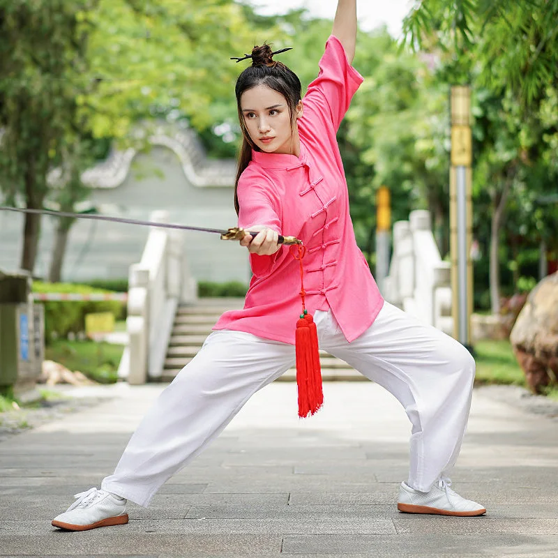 Women's Cotton Linen Tai Chi Uniform 2026 - Martial Arts Competition Group Performance Long Sleeve Set