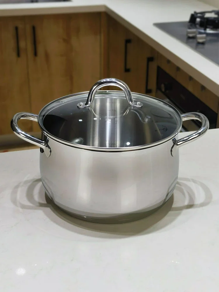 18/10 stainless steel soup pot household thickened large capacity deep soup pot can be prepared into a steamer 26cm