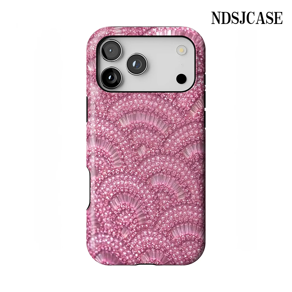 Rose Scallop Phone Case for iPhone 17 16 15 14 13 12 11 X XS XR XSMAX 7 8 Air Pro Max Plus Luxury Double-layer Back Cover