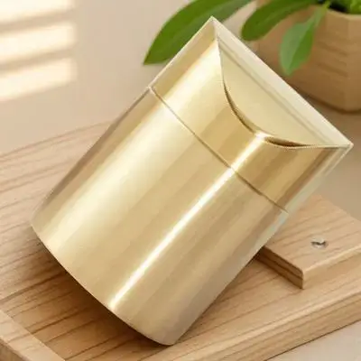 

Golden Stainless Steel Mini Trash Can Press Lid Desktop Countertop Car Office Kitchen Wastebasket Small Elegant Waste Container