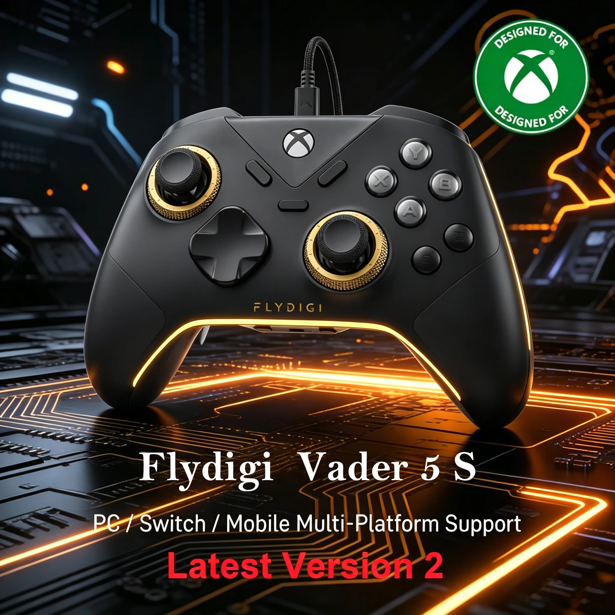 

FLYDIGI VADER 5s Wired Game Controller for Xbox & PC, Hall Effect Joystick, RGB Light, Custom Vibration, Advanced Gaming Gamepad
