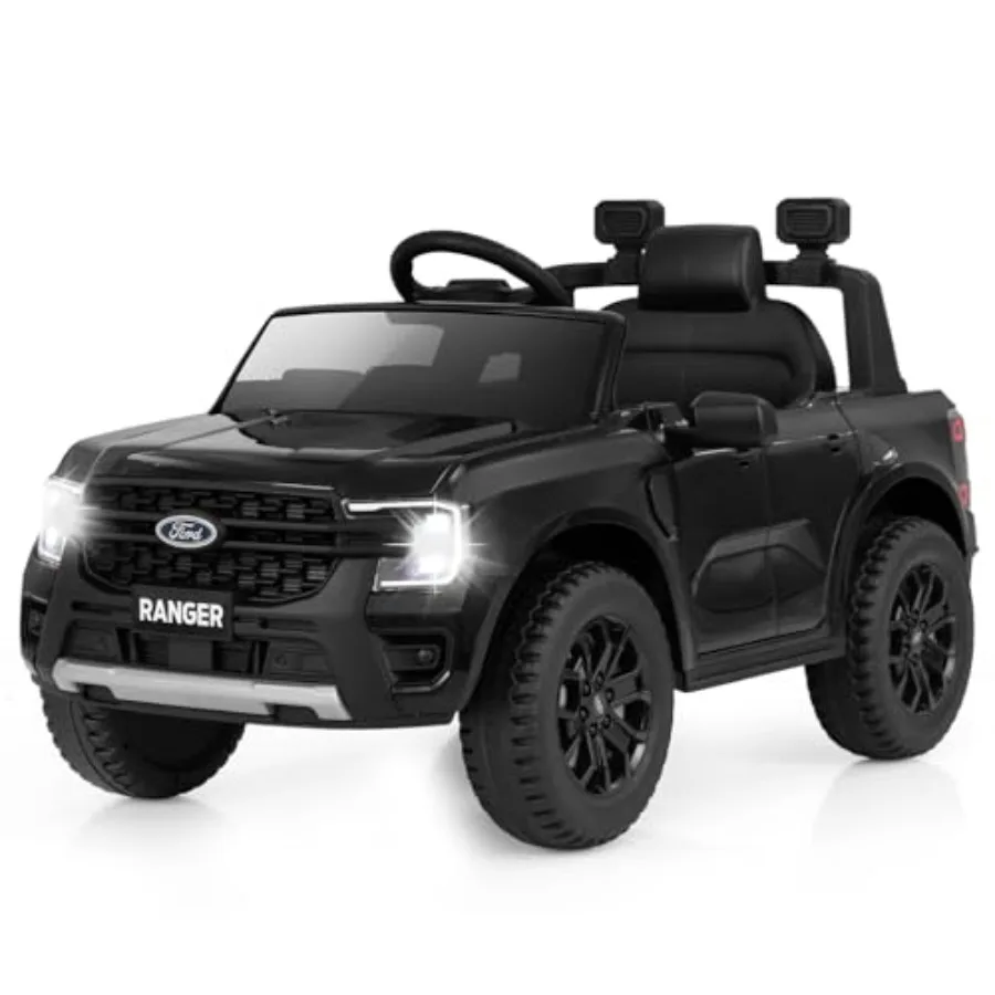

Ride On Car for kids, 12V electric Ford Ranger vehicle with spring suspension, music, 3 speeds, horn, LED lights, remote contro