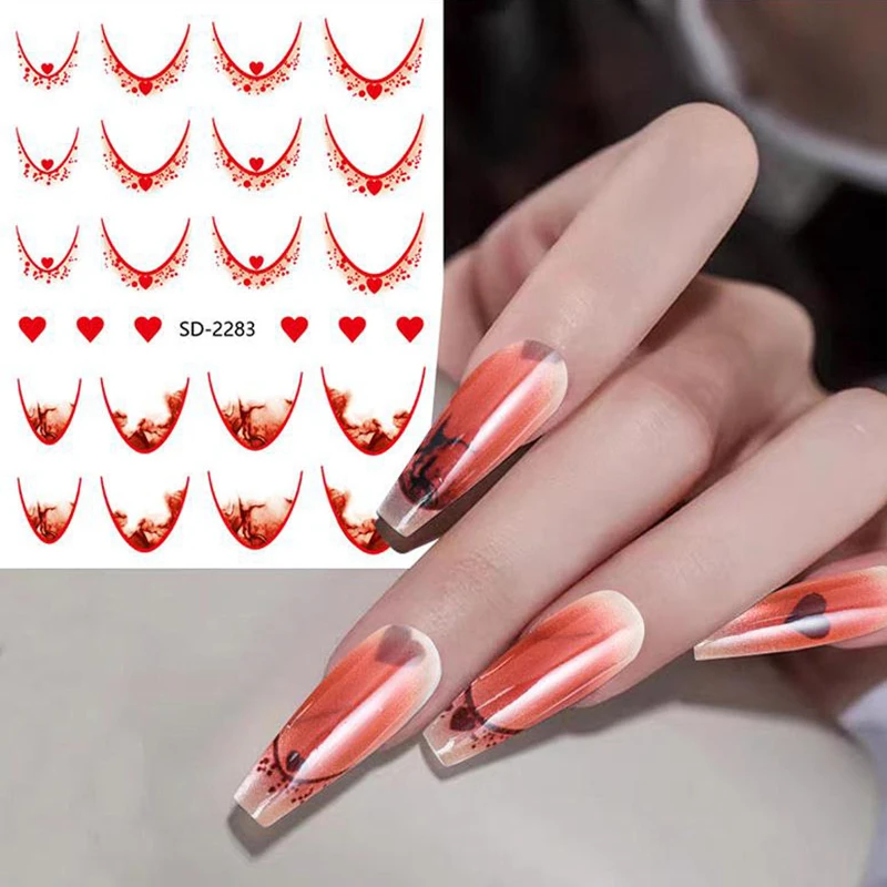 Moda francesa 3D línea simplificada pegatinas para decoración de uñas línea Irregular prensa en uñas calcomanías decoraciones de manicura DIY