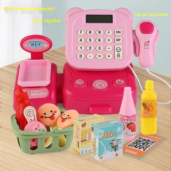 Children aged 3-6 play house multi-function cash register toy girl gift cartoon simulated scanning supermarket checkout