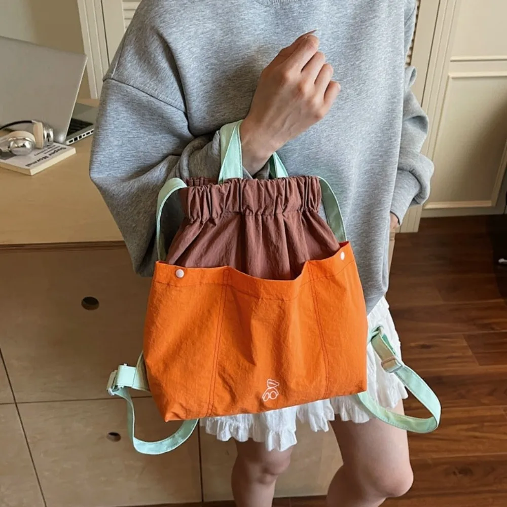 

Стильный нейлоновый рюкзак с множеством карманов, контрастная сумка-шоппер в корейском стиле, вместительная женская сумка через плечо для девушек