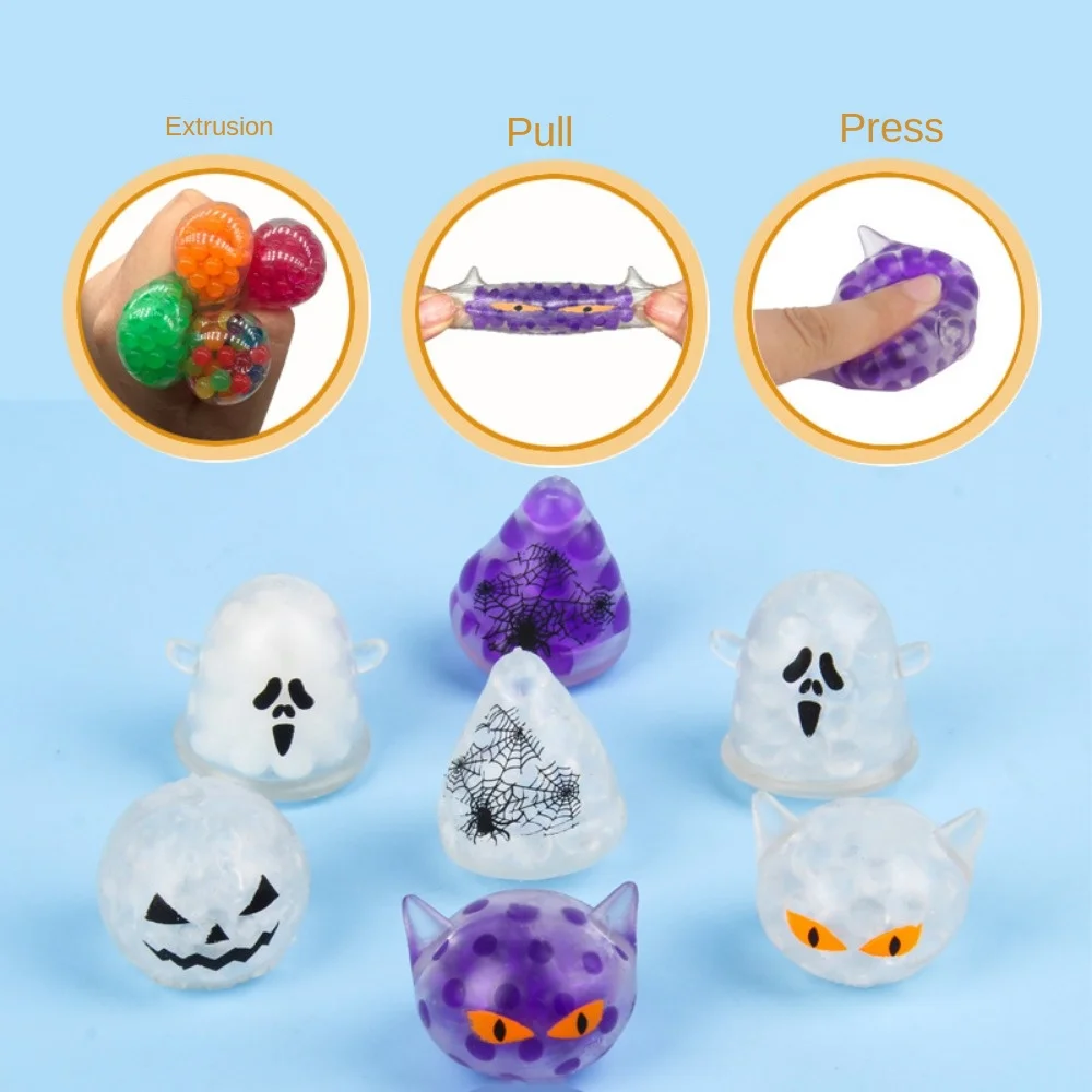 6/12 Pcs Fun Halloween Bead Ball Pinch Fun Children’s Birthday Party Gift Halloween Gift Decoration School Kindergarten Reward