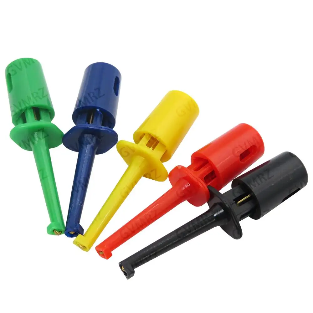 10PCS 43mm 5Colors Test Hook Clip Each Color for Electronic Testing, Multimeter Probe Projects Red Yellow For Integrated circuit