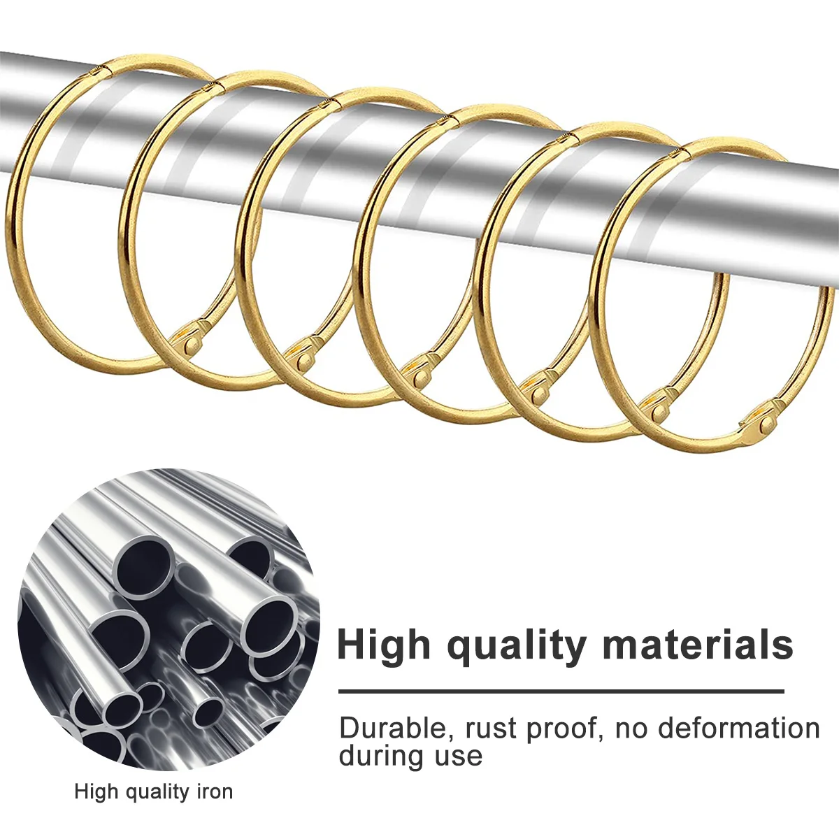 Confezione da 24 anelli per tende O-ring per tende da doccia in metallo decorativo per uso multifunzionale anelli per tende da bagno in ferro