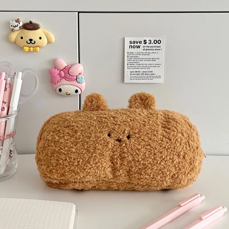 Imagem -05 - Animal Bordado Plush Pencil Case Bolsa de Moda Simples Bolsa de Papelaria Kawaii Material Escolar Presente dos Miúdos Criança Bonito