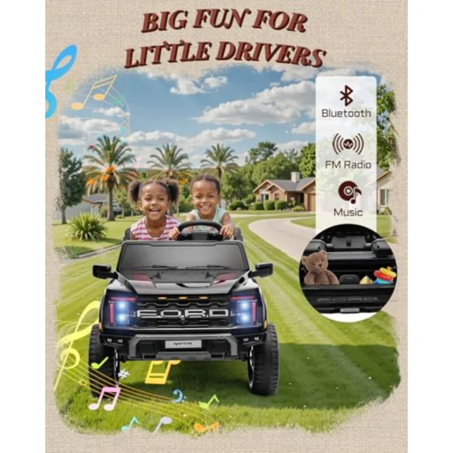 รถยนต์ของเล่นเด็กนั่งขับ 24V สำหรับเด็กโต รถยนต์ฟอร์ด F-150 แร็ปเตอร์ ลิขสิทธิ์แท้ 2 ที่นั่ง พร้อมรีโมทคอนโทรล รถยนต์ไฟฟ้าสำหรับเด็กเล็ก พร้อมไฟ LED