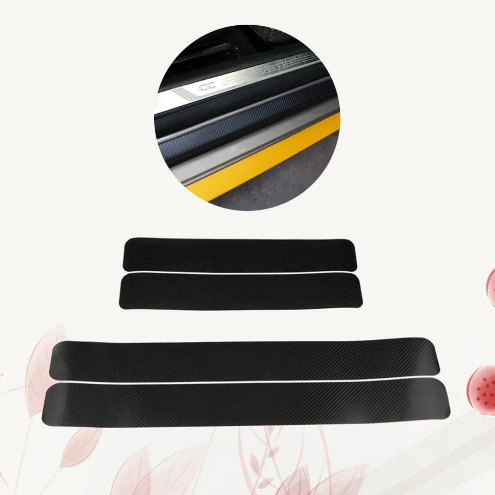 Universal Car Door Sill Protector, Carbon Fiber Sticker, Placa da porta, Scuff Scratch Protection Cover, Auto Styling Acessórios, 4pcs