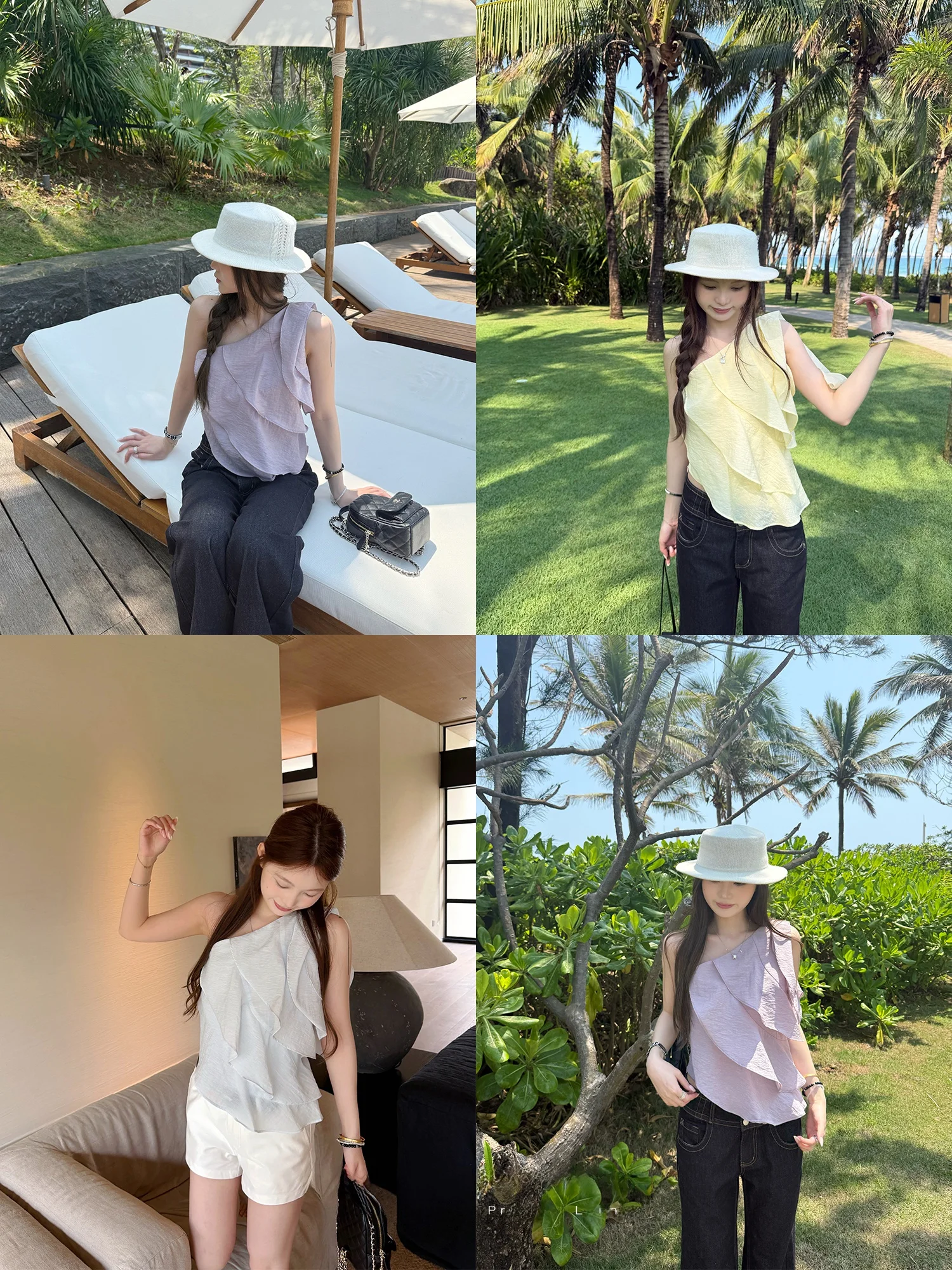 

Синяя шифоновая блузка «Романтическая Муза» свободного кроя в повседневном стиле с асимметричным вырезом на плече, дышащий женский модный топ