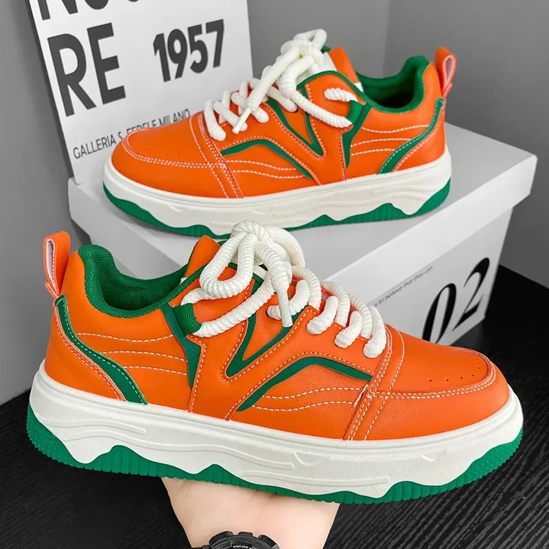 

2023 New Original Orange Men's Low-cut Hip Hop Skate Shoes Man Fashion Platform Lace-up Men Skate Board Shoes