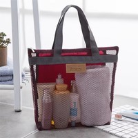 Women Mesh Travel Storage Shower Bag Beach Toilet Bag Cosmetic Bag Handbag Mesh Bag Toiletries Organizer Portable Storage Bag