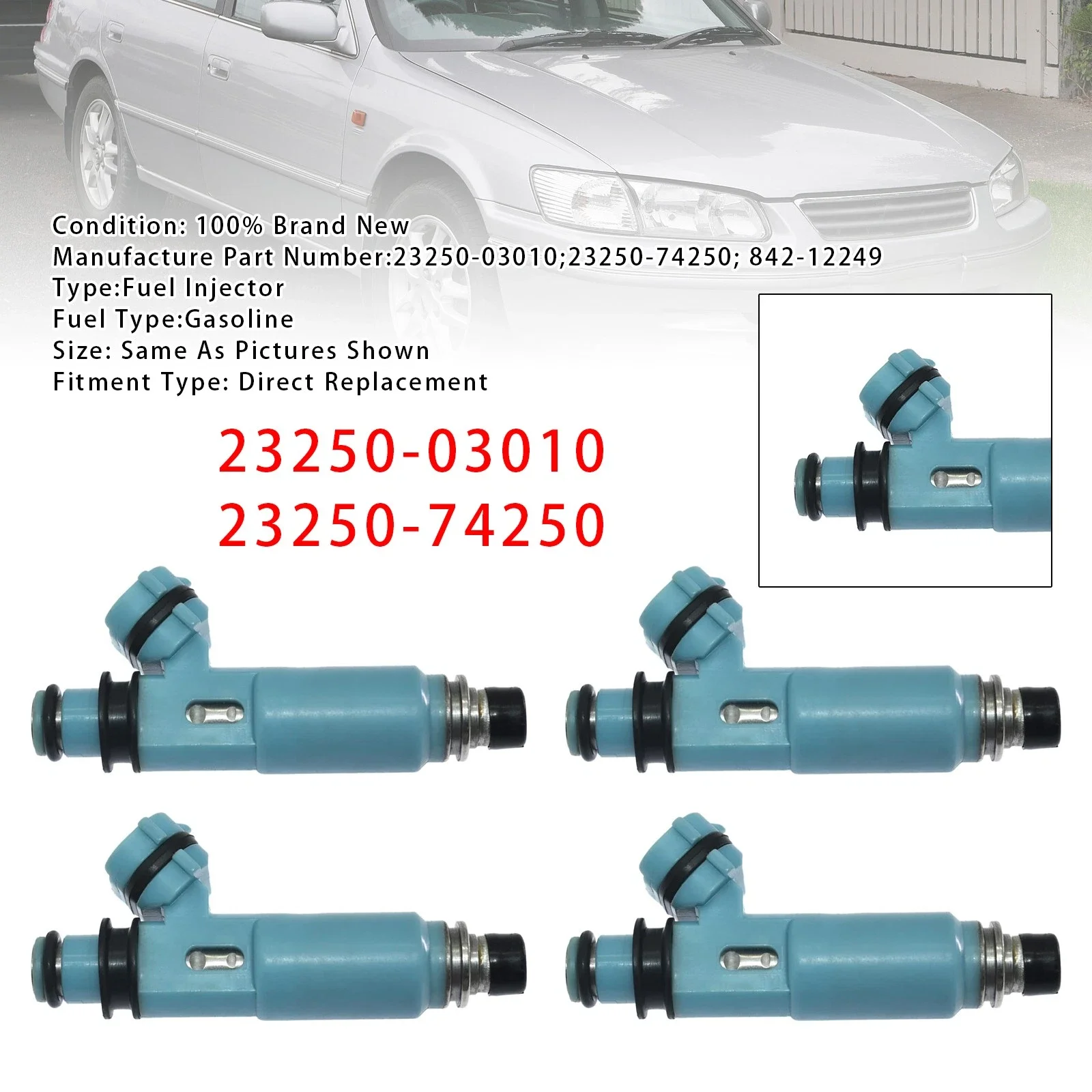 

For Toyota Solara Camry 2.2L 2000-2001 23250-03010 23250-74250 4Pcs Set Car Fuel Injector Replacement Accessories