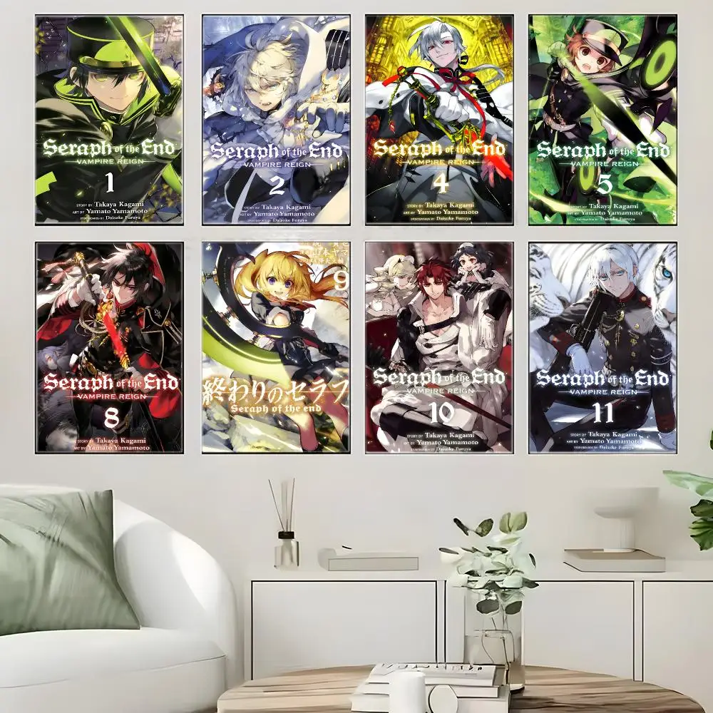 Anime Seraph of the End Vampire Poster  Self-adhesive Art Waterproof Paper Sticker Coffee House Bar Room Wall Decor