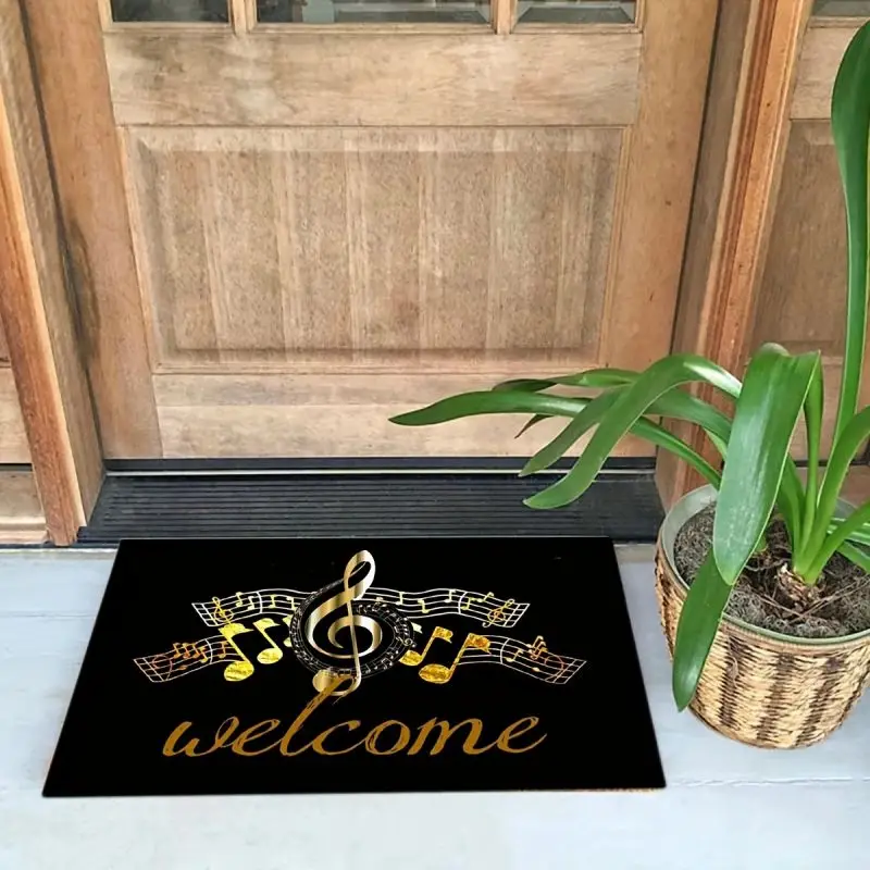 Music Note Print  Area Mat Indoor Entrance Floor Decorative Washable Carpet Non-slip Easy To Clean Rug Wrinkle-Resistant Doormat