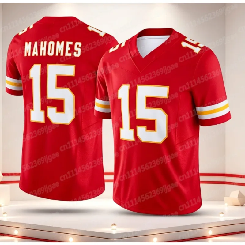 15. Malhoms Heim-Rugbytrikot, 3D-gedrucktes V-Ausschnitt-Kurzarmshirt, atmungsaktive Fan-Sportmannschaftsuniform, Familienstil – Detail 4