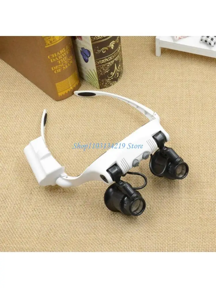 N5KC LED Illuminated Double Eye Jeweler Watch Repair Glasses Loupe Gift