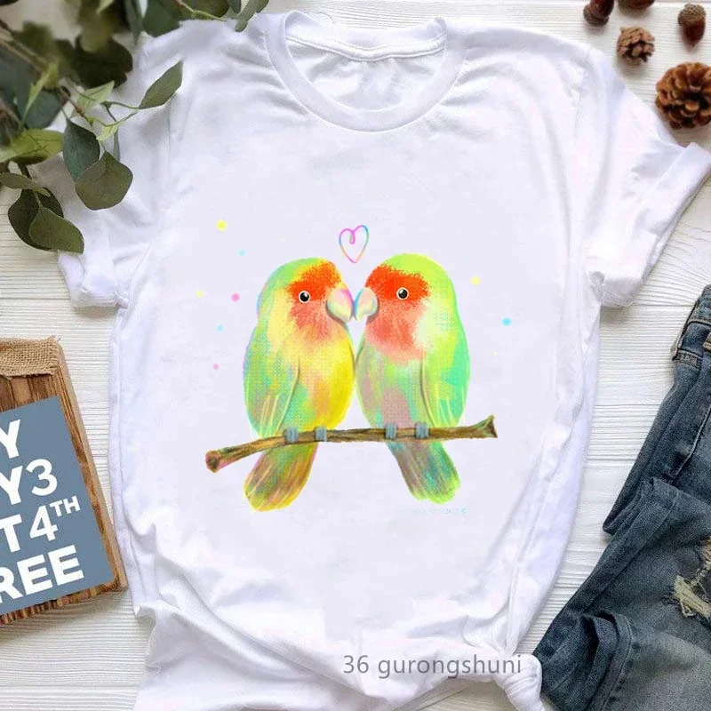 I Just Really Like Cockatiels Ok Graphic Print Tshirt Women Lovely Parrot T Shirt Femme White Short Sleeve Female T-Shirt Tops