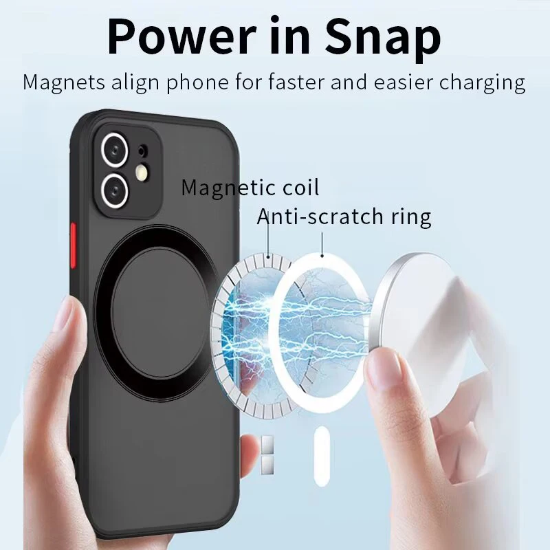 Роскошный матовый чехол-броня для беспроводной зарядки MagSafe для iPhone 18 17 16 15 14 13 12 11 Pro Max Mini Plus