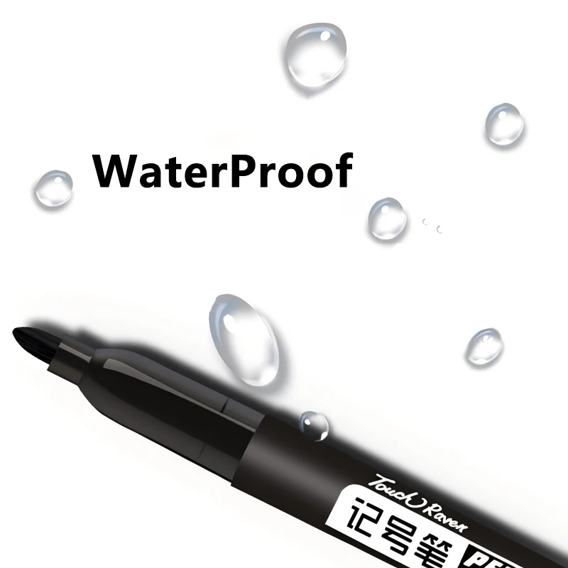 10/100pcs Permanent Marker Pen 1.5mm Waterproof Thin Nib Crude Ink Black Blue Red Color Marker Pens for Office School Supplies