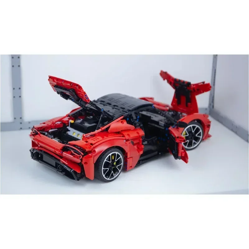 MOC-194514 Rosso Nuovo Classico Supercar 1:8 Assemblaggio Cuciture Building Blocks Model2941Parts Ragazzo Educazione Building Blocks Giocattolo Regalo