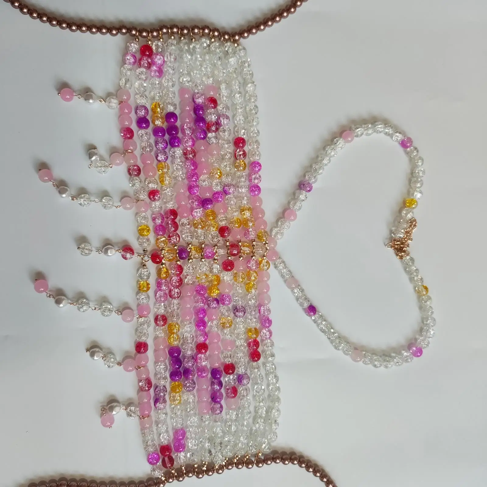 Beaded Body Chain Halter Colorful Beads Chain Bra Unique Womens Body Chain Bra for Beach Stage Performance Party Holiday Summer